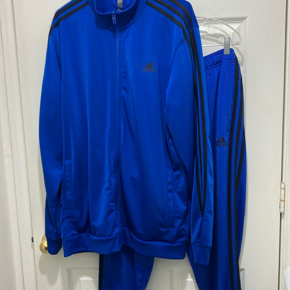 Adidas Essentials Warmup Track Sweat Suit Jacket Joggers Set Exercise Jogging